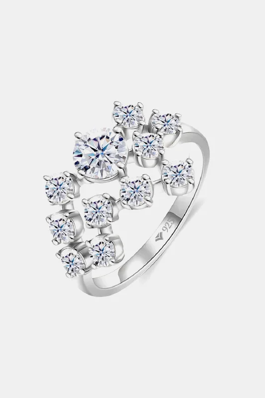 High-Quality Jewelry At A Fraction Of The Cost HGA Geometric 1.2 Carat Moissanite Sterling Silver Ring