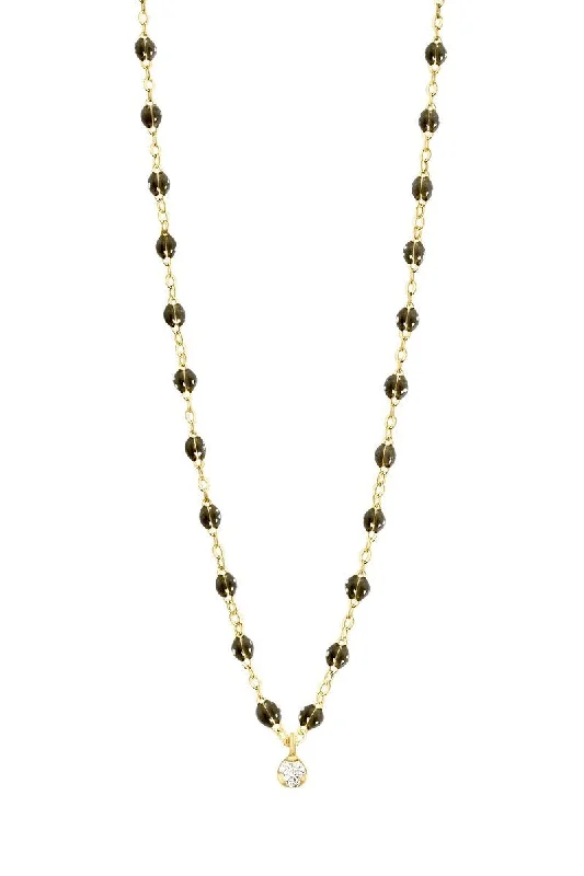 16.5" Gigi Supreme Classic 1 Diamond Necklace - Black + Yellow Gold