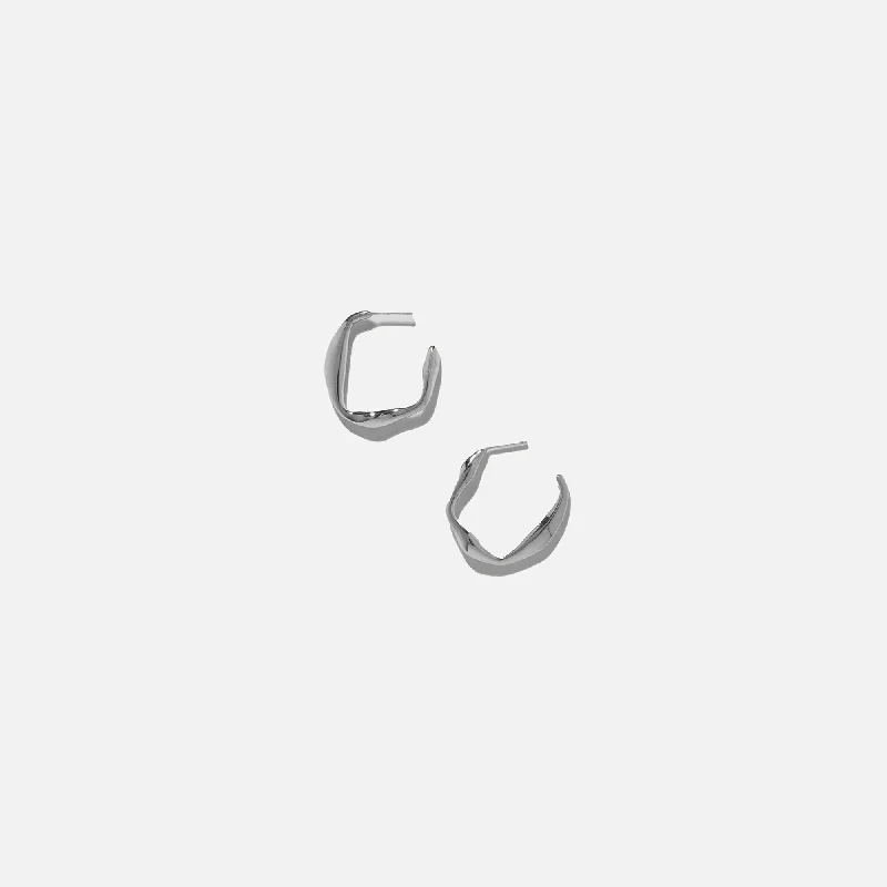 Faris Medium Onda Hoops - Silver