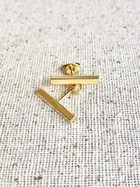 24k Gold Plate Bar Earrings