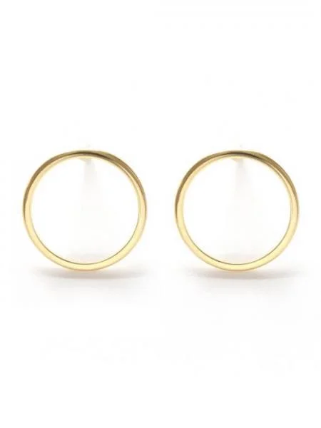 24k Gold Plate Circle Stud Earrings