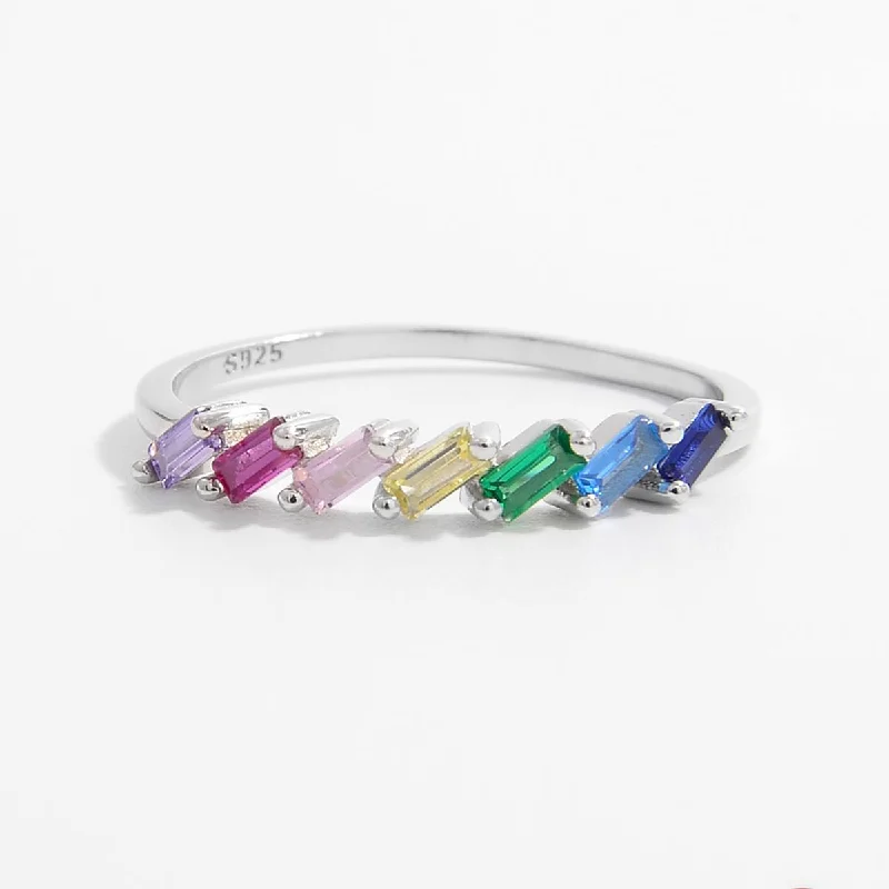 Elegant Designs, Unbeatable Discounts – Shop Jewelry Now HGA Sterling Silver Rainbow Contrast Ring