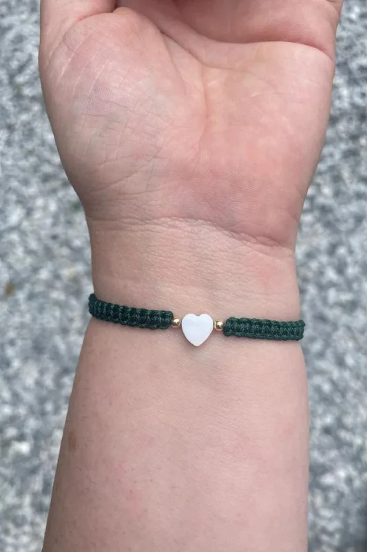 Shop Handcrafted Jewelry At Special Promotional Rates Adults - Heart - Mother of Pearl Citron Bracelets - Forest Green Shop Handcrafted Jewelry At Special Promotional Rates Adults - Heart - Mother of Pearl Citron Bracelets - Forest Green