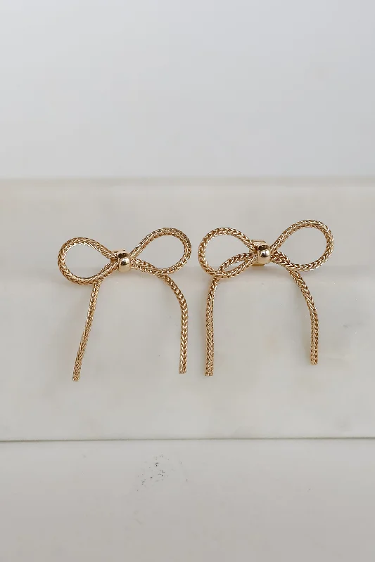 Ava Gold Bow Earrings