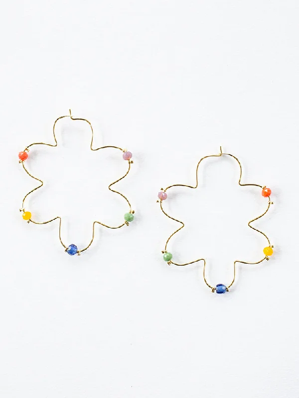 Shop High-Quality Jewelry At Jaw-Dropping Discounts Beaded Flower Hoop Earrings - Multi Shop High-Quality Jewelry At Jaw-Dropping Discounts Beaded Flower Hoop Earrings - Multi
