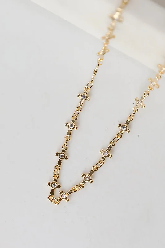 Limited-Stock Jewelry Sale – Once It's Gone, It's Gone Caroline Gold Rhinestone Cross Chain Necklace