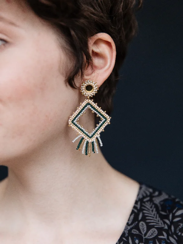 Luxury Handcrafted Jewelry For Elegant Looks Chelsea Beaded Earrings - Forest