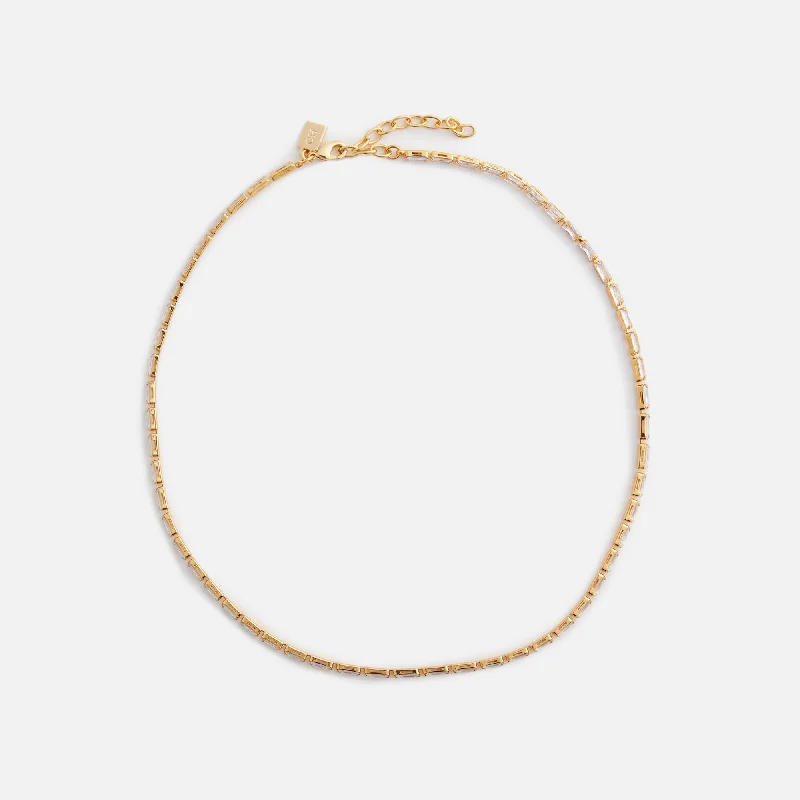 Dainty Floral Jewelry For Feminine Elegance Crystal Haze Mini Baguette Choker - Clear Dainty Floral Jewelry For Feminine Elegance Crystal Haze Mini Baguette Choker - Clear