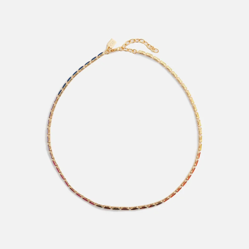 Eco-Friendly Sustainable Jewelry For Conscious Buyers Crystal Haze Mini Baguette Chakra Choker - Multi Eco-Friendly Sustainable Jewelry For Conscious Buyers Crystal Haze Mini Baguette Chakra Choker - Multi