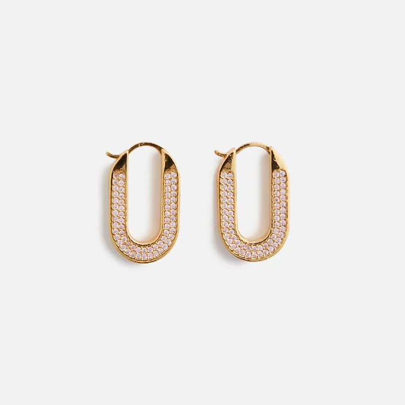 Waterproof Stainless Steel Jewelry For Lasting Beauty Crystal Haze Travel Gift Hoops - Pink / Gold Waterproof Stainless Steel Jewelry For Lasting Beauty Crystal Haze Travel Gift Hoops - Pink / Gold