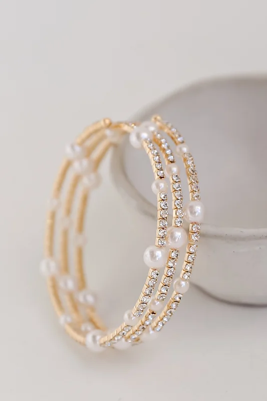 Everyday Jewelry Essentials Now On Sale FINAL SALE - Claire Gold Pearl + Rhinestone Bracelet Set Everyday Jewelry Essentials Now On Sale FINAL SALE - Claire Gold Pearl + Rhinestone Bracelet Set