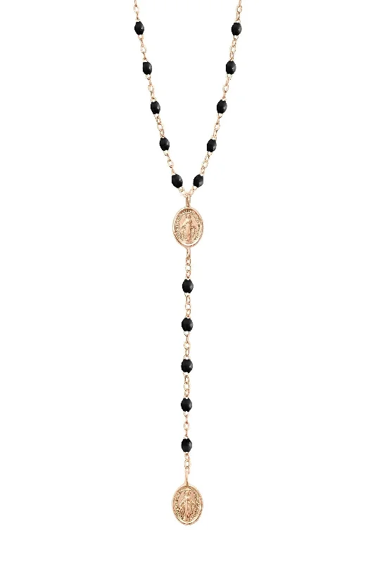 Big Discounts On Elegant Jewelry Collections Classic Madone Rosary Necklace - BLACK + ROSE GOLD