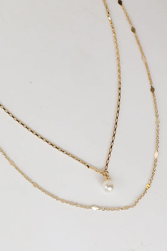 Discounted Jewelry For A Glamorous Look Courtney Gold Pearl Charm Layered Necklace
