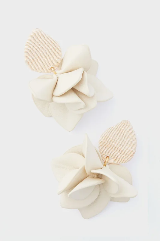 Shop Dazzling Jewelry At The Best Prices Cream Silk and Leather Orchid Earring
