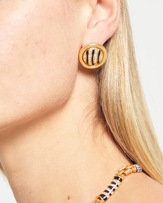 Elevate Your Jewelry Collection With Limited-Time Savings Crystal Enamel Zebra Stud Earrings