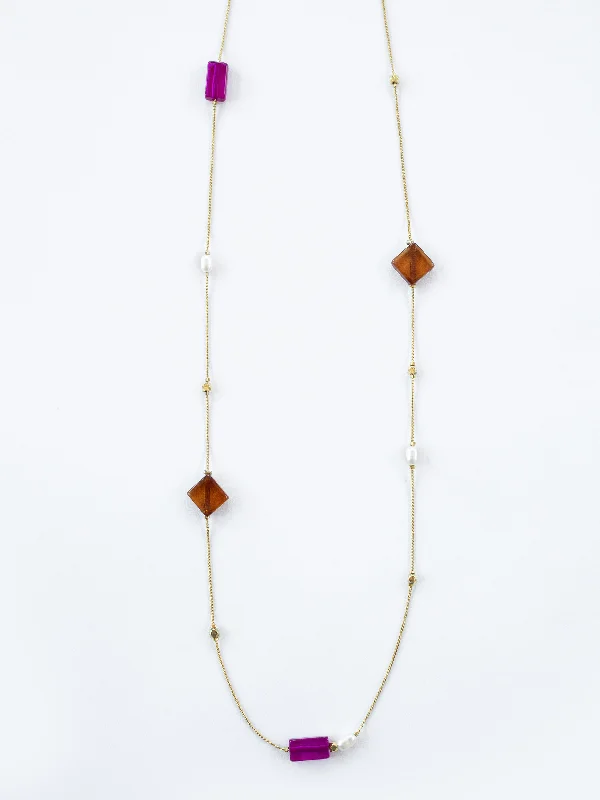 Exclusive Jewelry Sale – Sparkle For Less Cubist Necklace - Amber