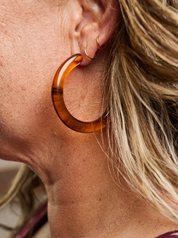 Trending Jewelry Now At Unbeatable Prices Curved Resin Hoops - Tortoiseshell
