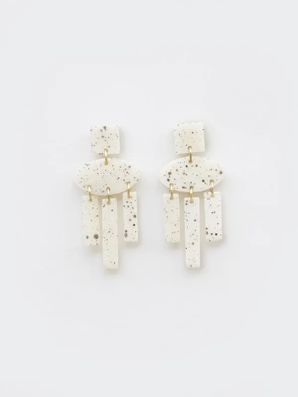 Dainty Floral Jewelry For Feminine Elegance Dappled Shapes Earrings - White