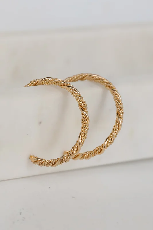 Diana Gold Twisted Hoop Earrings