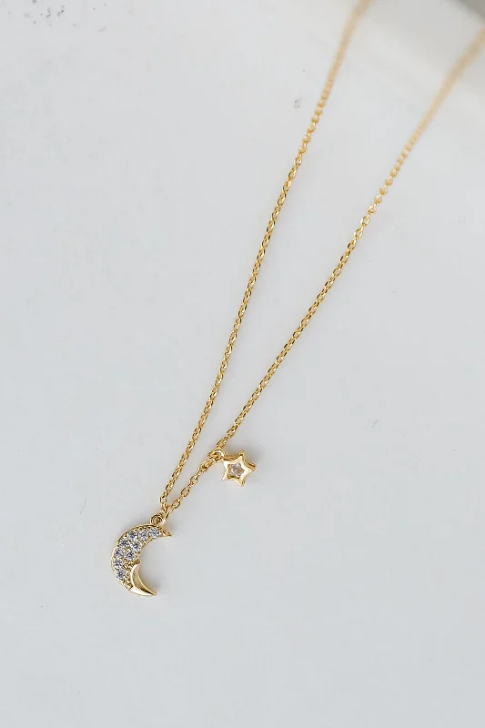 Jewelry Deals That Sparkle – Shop Today Emilee Gold Rhinestone Crescent Moon Charm Necklace