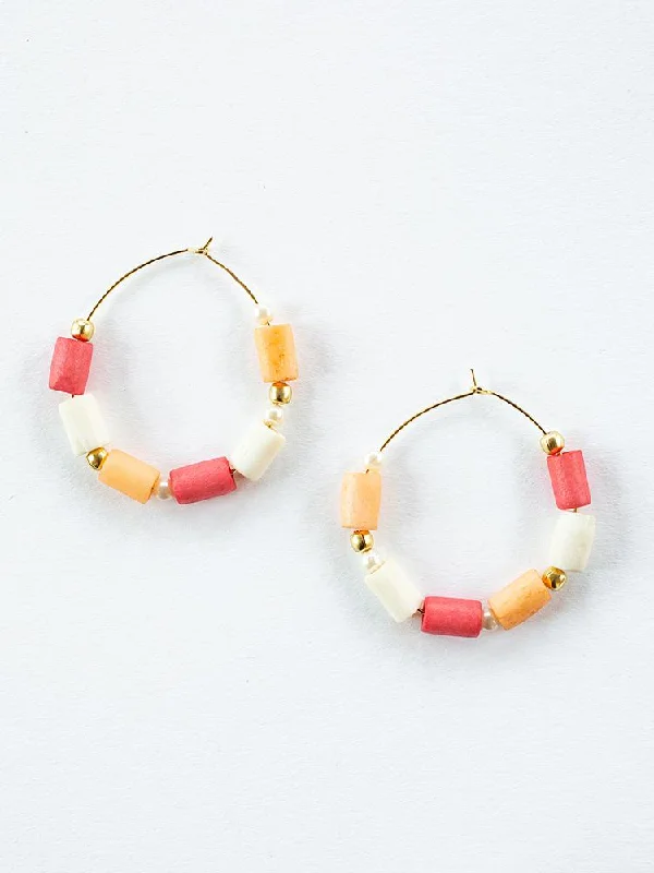 Personalized Engraved Jewelry For Meaningful Gifts Emily Hoop Earrings - Coral
