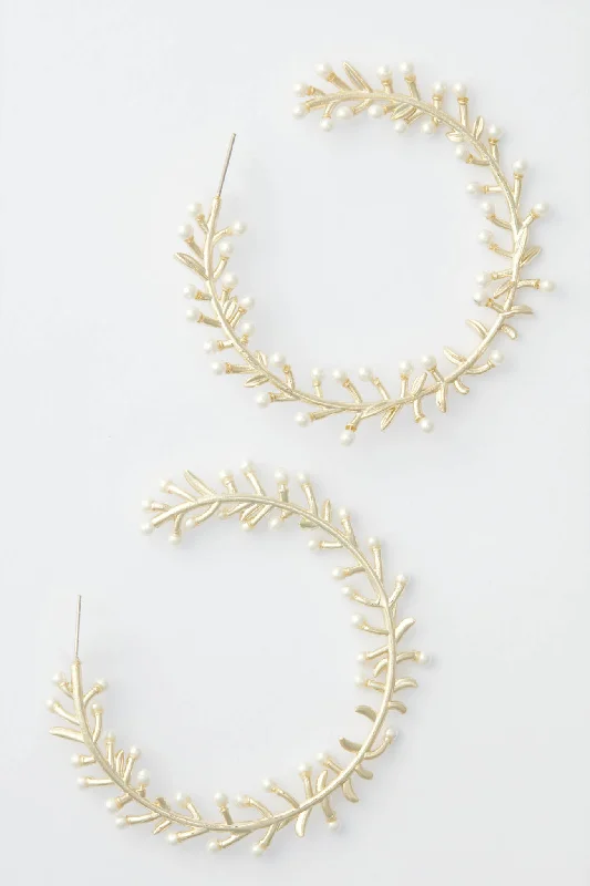 The Perfect Jewelry Piece At The Perfect Price Floral Bud and Pearly Vine Hoop