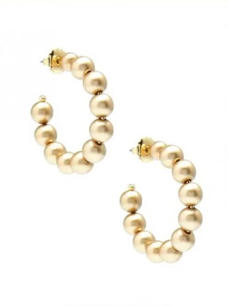 Gold Pearl Hoop Earrings