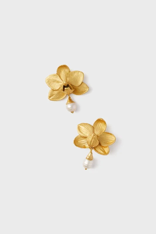 Jewelry Clearance Sale – Final Reductions Gold Phalaenopsis and Pearl Stud