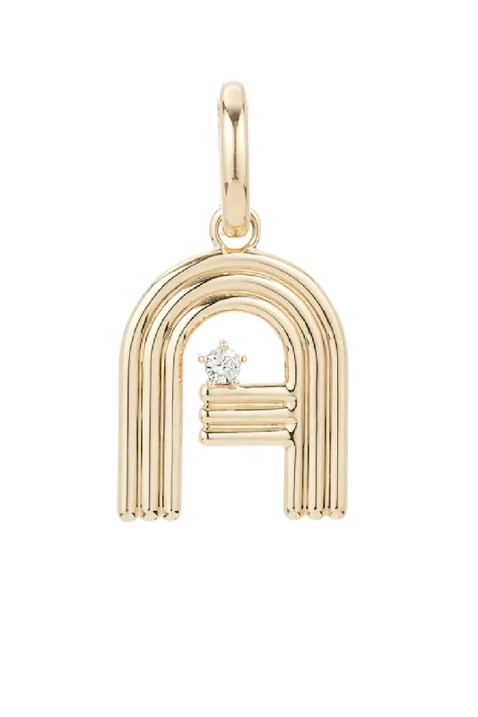 Affordable Luxury Jewelry For Every Occasion Groovy Diamond Initial Hinged Charm - 14K Yellow Gold - By Special Order