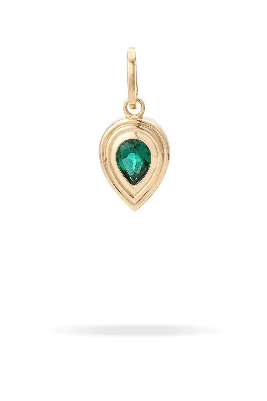 Bestselling Jewelry At Special Promotional Rates Groovy Pear Emerald Hinged Charm - Lab Grown - 14K Yellow Gold