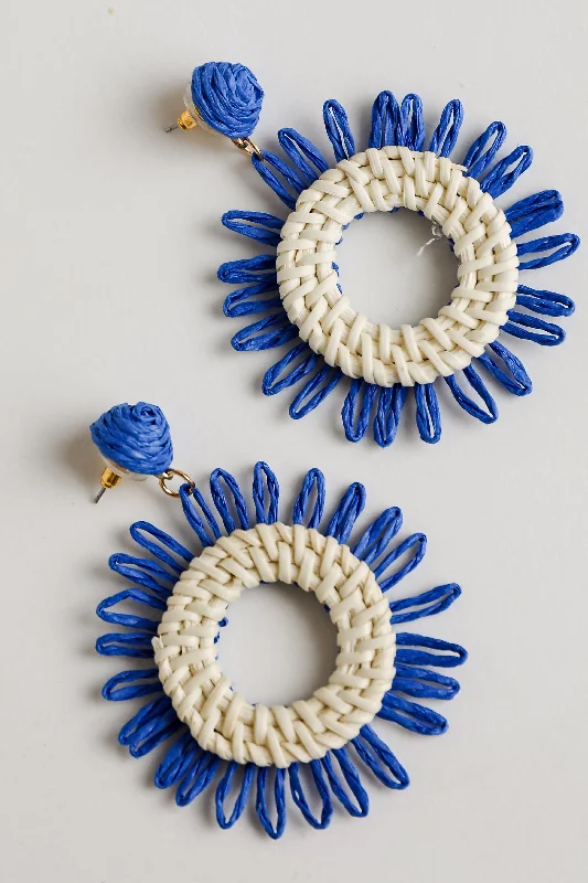 FINAL SALE - Hanna Blue Straw Statement Earrings