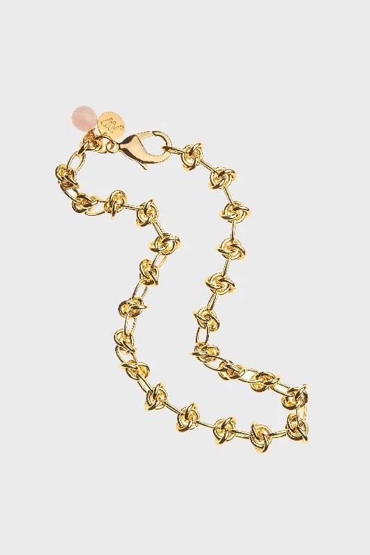 Personalized Engraved Jewelry For Meaningful Gifts In a Knot Chain with Rose Quartz Bead