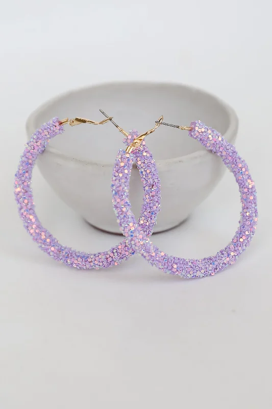 Isabelle Lavender Beaded Hoop Earrings