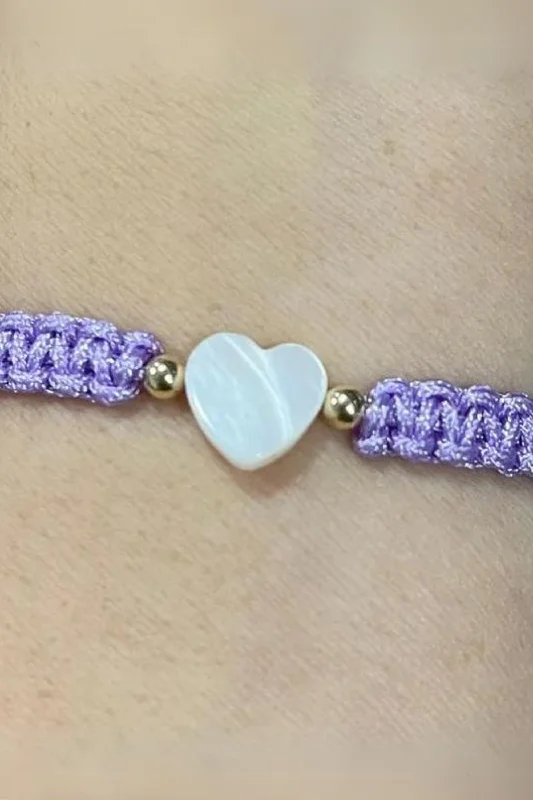 Handcrafted Beauty At Affordable Prices Kids - Heart - Mother of Pearl Citron Bracelets - Lila Handcrafted Beauty At Affordable Prices Kids - Heart - Mother of Pearl Citron Bracelets - Lila