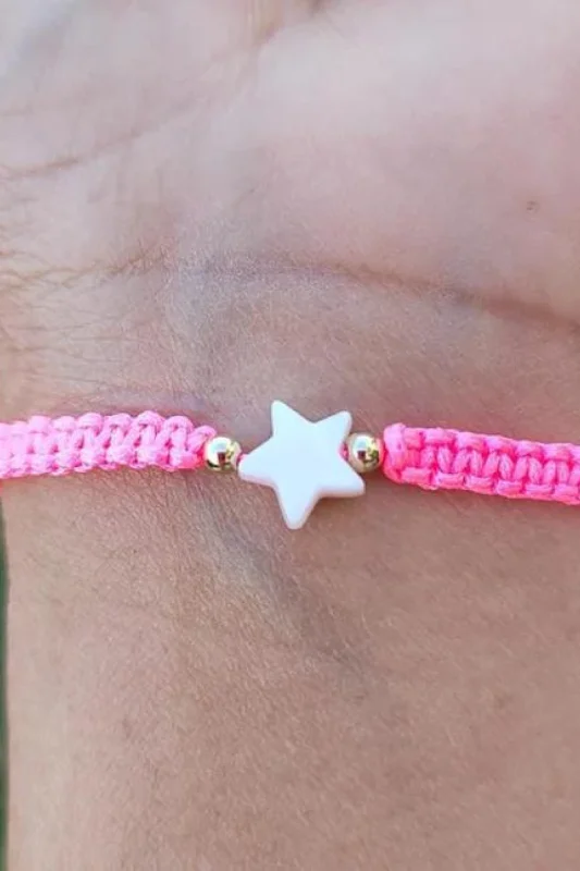 Accessorize For Less – Luxury Jewelry At Affordable Prices Kids - Star - Mother of Pearl Citron Bracelets - Neon Pink