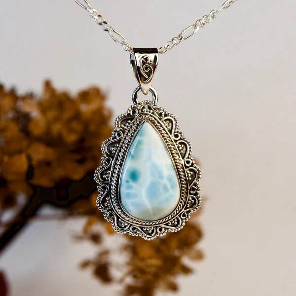 Bohemian-Inspired Jewelry For Free-Spirited Fashion Larimar Edelsteen Hanger 925 zilver