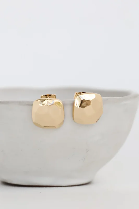 Marley Gold Hammered Stud Earrings