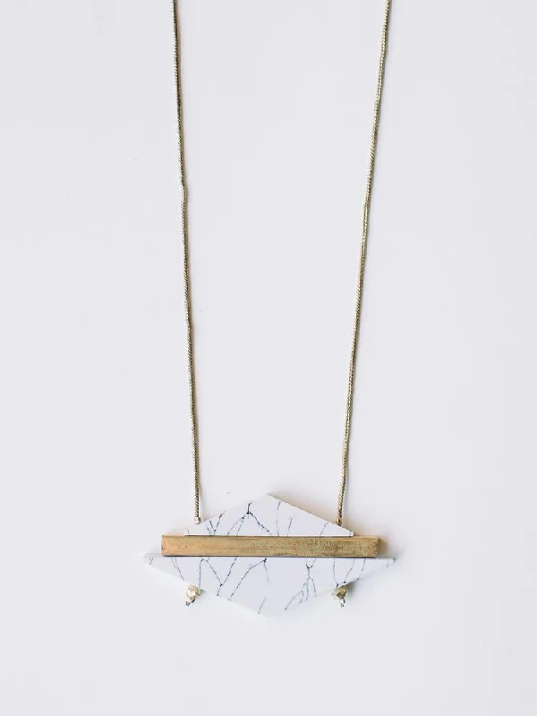 Shop Stylish Jewelry Now And Save Big Modern Marble Necklace - White