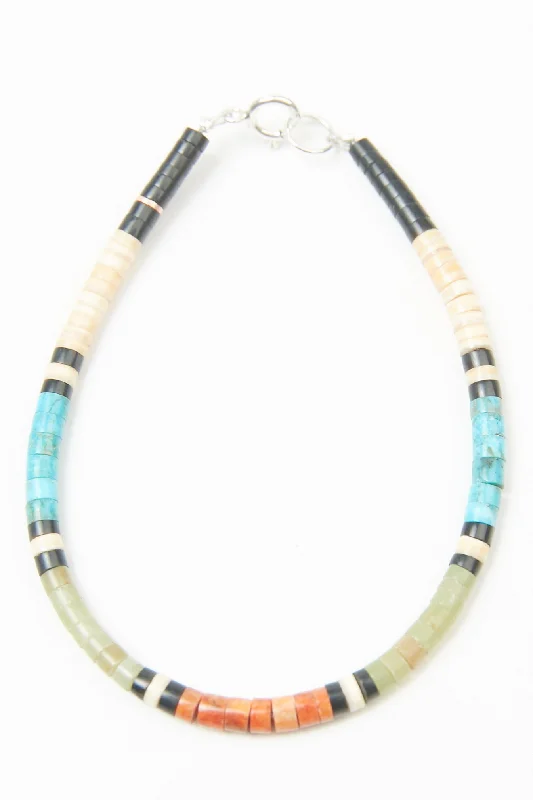 Delicate Crystal Jewelry For Sophisticated Charm Multicolor Heishi Bracelet by Gerard & Mary Calabaza - Apple Green: Serpentine - Socorro, NM Delicate Crystal Jewelry For Sophisticated Charm Multicolor Heishi Bracelet by Gerard & Mary Calabaza - Apple Green: Serpentine - Socorro, NM