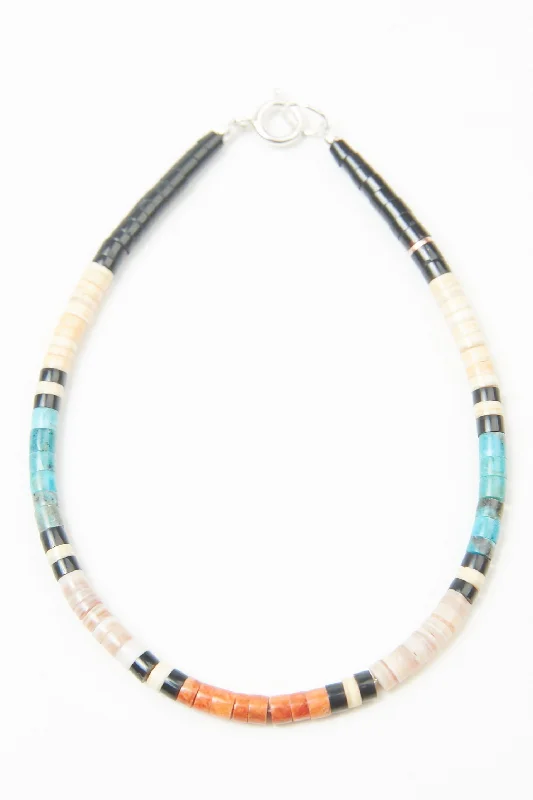 Personalized Engraved Jewelry For Meaningful Gifts Multicolor Heishi Bracelet by Gerard & Mary Calabaza - Pink: Mussel Shell - West Coast Personalized Engraved Jewelry For Meaningful Gifts Multicolor Heishi Bracelet by Gerard & Mary Calabaza - Pink: Mussel Shell - West Coast