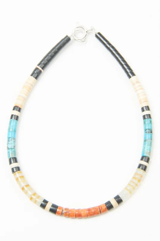 Modern Statement Jewelry For Bold Styling Multicolor Heishi Bracelet by Gerard & Mary Calabaza - Mother of Pearl Gold Lip - West Coast Modern Statement Jewelry For Bold Styling Multicolor Heishi Bracelet by Gerard & Mary Calabaza - Mother of Pearl Gold Lip - West Coast