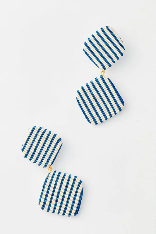 Elegant Necklaces And Bracelets At Limited-Time Offers Navy and White Striped Jillian Earrings