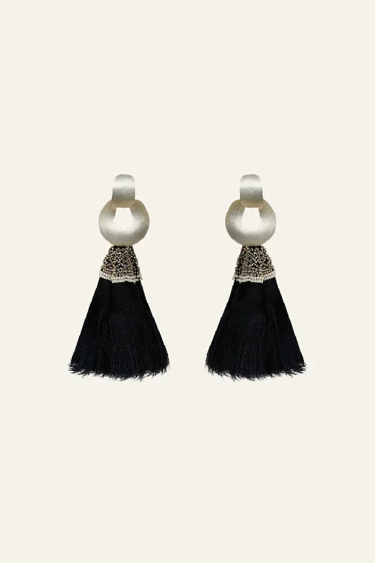 Night Message Earrings in Black