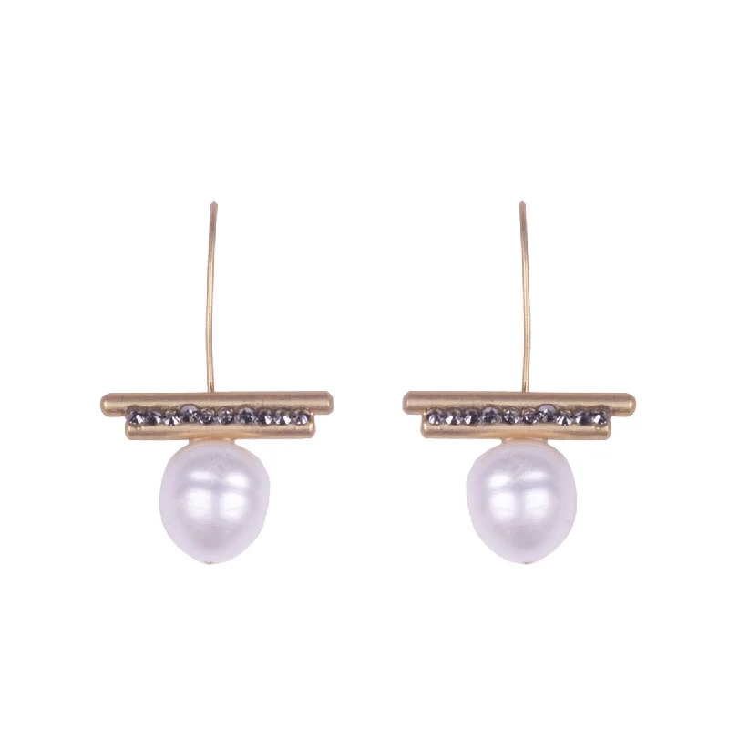 Bestselling Jewelry At Special Promotional Rates NTA Bronze Hermatite Bar & Pearl Earrings Bestselling Jewelry At Special Promotional Rates NTA Bronze Hermatite Bar & Pearl Earrings