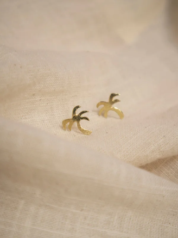 High-Quality Gemstone Jewelry For Special Occasions Palm Tree Stud Earrings - Gold