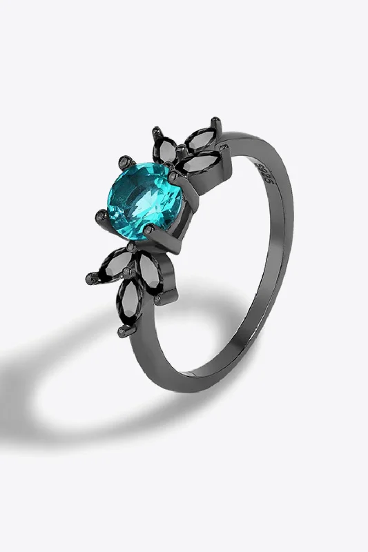 Timeless Jewelry At Special Discount Rates HGA Paraiba Blue Sterling Silver  Leaf Ring