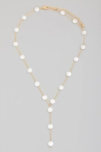 Romantic Heart-Shaped Jewelry For Special Gifts Pearl Lariat Necklace
