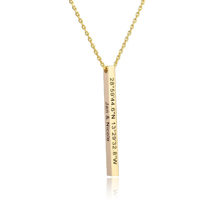 Personalized Gift 3D Bar Dimensional Pendant Necklaces