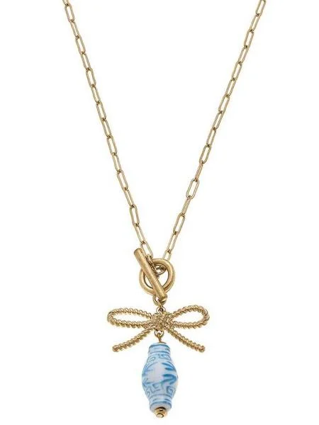 Exclusive Jewelry Sale – Limited-Time Discounts Porcelain Bow Drop Necklace
