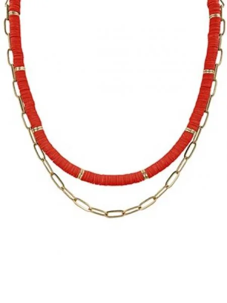 Limited Stock On Premium Jewelry At Low Prices Red + Gold Layer Necklace